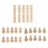 Maxbell 40/set Plain Blank Wood Peg Dolls Man Snowman Christmas Tree DIY Craft