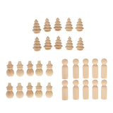 Maxbell 40/set Plain Blank Wood Peg Dolls Man Snowman Christmas Tree DIY Craft