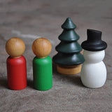 Maxbell 40/set Plain Blank Wood Peg Dolls Man Snowman Christmas Tree DIY Craft