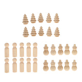 Maxbell 40/set Plain Blank Wood Peg Dolls Man Snowman Christmas Tree DIY Craft