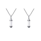 Maxbell 2 Pieces Stainless Steel Tube Glass Wish Bottle Urn Vial Charms Pendant Necklace Jewelry Gift