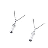 Maxbell 2 Pieces Stainless Steel Tube Glass Wish Bottle Urn Vial Charms Pendant Necklace Jewelry Gift