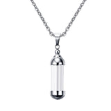 Maxbell 2 Pieces Stainless Steel Tube Glass Wish Bottle Urn Vial Charms Pendant Necklace Jewelry Gift