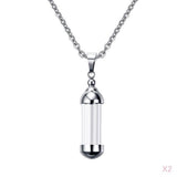 Maxbell 2 Pieces Stainless Steel Tube Glass Wish Bottle Urn Vial Charms Pendant Necklace Jewelry Gift