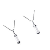 Maxbell 2 Pieces Stainless Steel Tube Glass Wish Bottle Urn Vial Charms Pendant Necklace Jewelry Gift