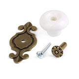 Maxbell Pack of 2PCS Ceramic Head + 2 Metal Handle + 2 Flower Pattern Screw + 2 Normal Screw for Home Cabinet Door Pull Handle White