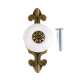 Maxbell Pack of 2PCS Ceramic Head + 2 Metal Handle + 2 Flower Pattern Screw + 2 Normal Screw for Home Cabinet Door Pull Handle White