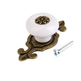 Maxbell Pack of 2PCS Ceramic Head + 2 Metal Handle + 2 Flower Pattern Screw + 2 Normal Screw for Home Cabinet Door Pull Handle White