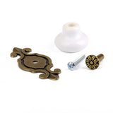 Maxbell Pack of 2PCS Ceramic Head + 2 Metal Handle + 2 Flower Pattern Screw + 2 Normal Screw for Home Cabinet Door Pull Handle White