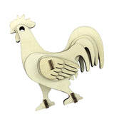 Maxbell Wood 3D Jigsaw Puzzle Model Set Rooster Cock Shape Easter Decor Kids Gift