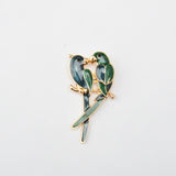 Maxbell 2pcs Vintage Green Enamel Bird Brooch Pin Gold Tone Costume Jewelry Gift