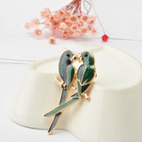 Maxbell 2pcs Vintage Green Enamel Bird Brooch Pin Gold Tone Costume Jewelry Gift