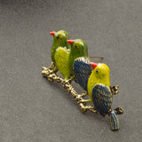 Maxbell 2pcs Vintage Green Enamel Bird Brooch Pin Gold Tone Costume Jewelry Gift