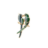 Maxbell 2pcs Vintage Green Enamel Bird Brooch Pin Gold Tone Costume Jewelry Gift