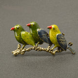 Maxbell 2pcs Vintage Green Enamel Bird Brooch Pin Gold Tone Costume Jewelry Gift