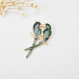 Maxbell 2pcs Vintage Green Enamel Bird Brooch Pin Gold Tone Costume Jewelry Gift