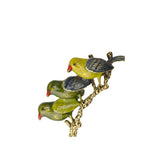 Maxbell 2pcs Vintage Green Enamel Bird Brooch Pin Gold Tone Costume Jewelry Gift