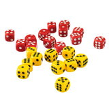 Maxbell 100 Pack 12mm D6 Dice Six Sided Die for Board Game Accessories Red&Yellow