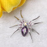 Maxbell 4 Pieces Dazzling Rhinestone Spider Clip Pin Brooch Purple Pin Jewelry