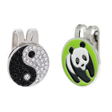 Maxbell 2 Pieces Yin Yang & Panda Magnetic Hat Cap Visor Clip-on Golf Ball Markers