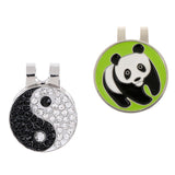 Maxbell 2 Pieces Yin Yang & Panda Magnetic Hat Cap Visor Clip-on Golf Ball Markers