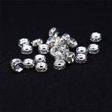 Maxbell 200 Pieces Rhinestone Rondelle Spacer Beads Bracelet Jewelry Findings 6mm