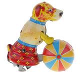 Maxbell Classic Wind-up Toys Cute Dog Push Ball Clockwork Tin Toy for Adult Novelty