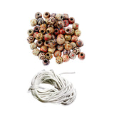 Maxbell 100 Pieces 12mm Round Wooden Beads + 10m Twisted 100% Cotton Rope Cord