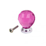 Maxbell 30mm Diameter Silvery Base Pink Acrylic Drawer Pull Knob Cabinet Door Handle with 1 Screw