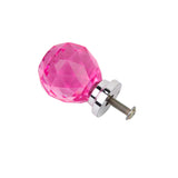 Maxbell 30mm Diameter Silvery Base Pink Acrylic Drawer Pull Knob Cabinet Door Handle with 1 Screw