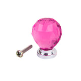 Maxbell 30mm Diameter Silvery Base Pink Acrylic Drawer Pull Knob Cabinet Door Handle with 1 Screw