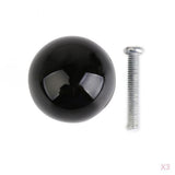 Maxbell Pack of 3PCS Home Hotels Restaurant Door Cabinet Wardrobe Golf Ball Shape Black Pull Handle Ceramic Knob + 3 Mounting Screws