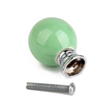 Maxbell Pack of 3PCS Home Restaurant Door Drawer Cabinet Wardrobe Hardware Green Ball Pull Handle Ceramic Knob with 3 Mounting Screws