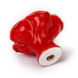 Maxbell Set of 2PCS Red Rose Flower Ceramic Kitchen Cabinet Cupboard Handles Pull Knob with 2 Mounting Screws