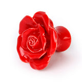 Maxbell Set of 2PCS Red Rose Flower Ceramic Kitchen Cabinet Cupboard Handles Pull Knob with 2 Mounting Screws