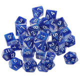 Maxbell 40 Pieces Multi Sided D6-D20 Dice for D&D TRPG Party Board Game Toys Blue