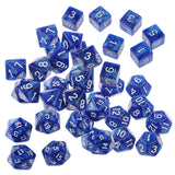 Maxbell 40 Pieces Multi Sided D6-D20 Dice for D&D TRPG Party Board Game Toys Blue