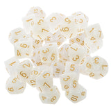 Maxbell 40 Pieces Multi Sided D6-D20 Dice for D&D TRPG Party Board Game Toys White