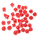 Maxbell 40 Pieces Multi Sided D6-D20 Dice for D&D TRPG Party Board Game Toys Red