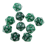 Maxbell 40 Pieces Multi Sided D6-D20 Dice for D&D TRPG Party Board Game Toys Green