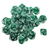 Maxbell 40 Pieces Multi Sided D6-D20 Dice for D&D TRPG Party Board Game Toys Green