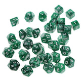 Maxbell 40 Pieces Multi Sided D6-D20 Dice for D&D TRPG Party Board Game Toys Green