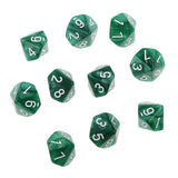 Maxbell 40 Pieces Multi Sided D6-D20 Dice for D&D TRPG Party Board Game Toys Green