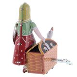 Maxbell Wind Up Tin Toy Walking Peasant Woman with Basket Clockwork Collectible Gift