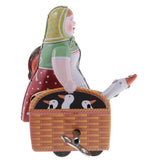 Maxbell Wind Up Tin Toy Walking Peasant Woman with Basket Clockwork Collectible Gift