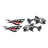 Maxbell 2 Pieces Shark Teeth Mouth Decal Stickers + 2 Pieces Skeleton Fish Stickers