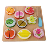 Maxbell 8 Pieces + 11 Pieces Kitchen Wooden Fruits Baby Educational Pretend Cut Toys