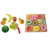 Maxbell 8 Pieces + 11 Pieces Kitchen Wooden Fruits Baby Educational Pretend Cut Toys