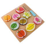 Maxbell 8 Pieces + 11 Pieces Kitchen Wooden Fruits Baby Educational Pretend Cut Toys