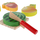 Maxbell 8 Pieces + 11 Pieces Kitchen Wooden Fruits Baby Educational Pretend Cut Toys